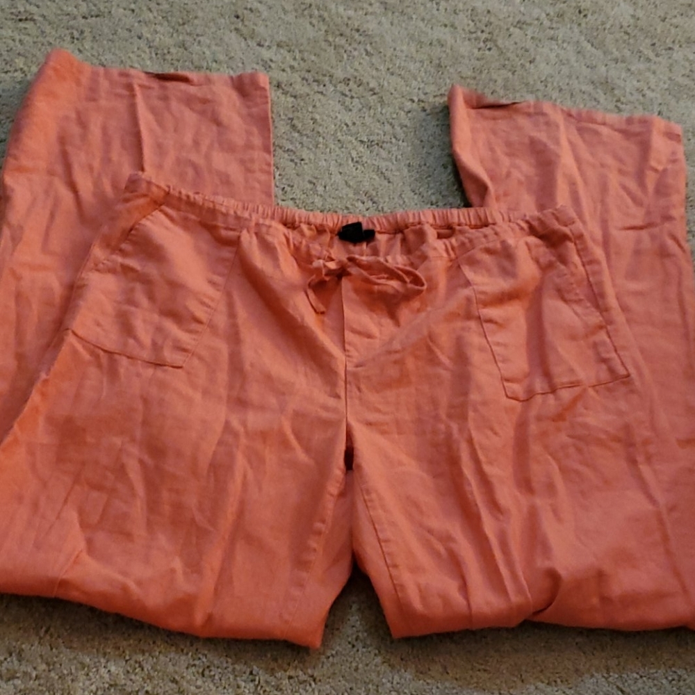 💚💚 coral linen drawstring tie pants
